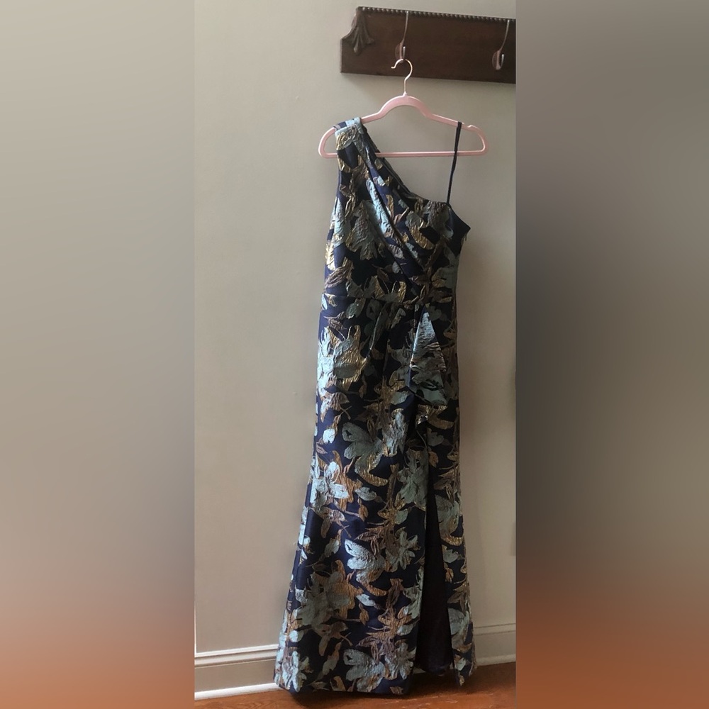 Elegant Blue and Gold Floral Dress MOB or MOG Dress /Worn Once/Size 10